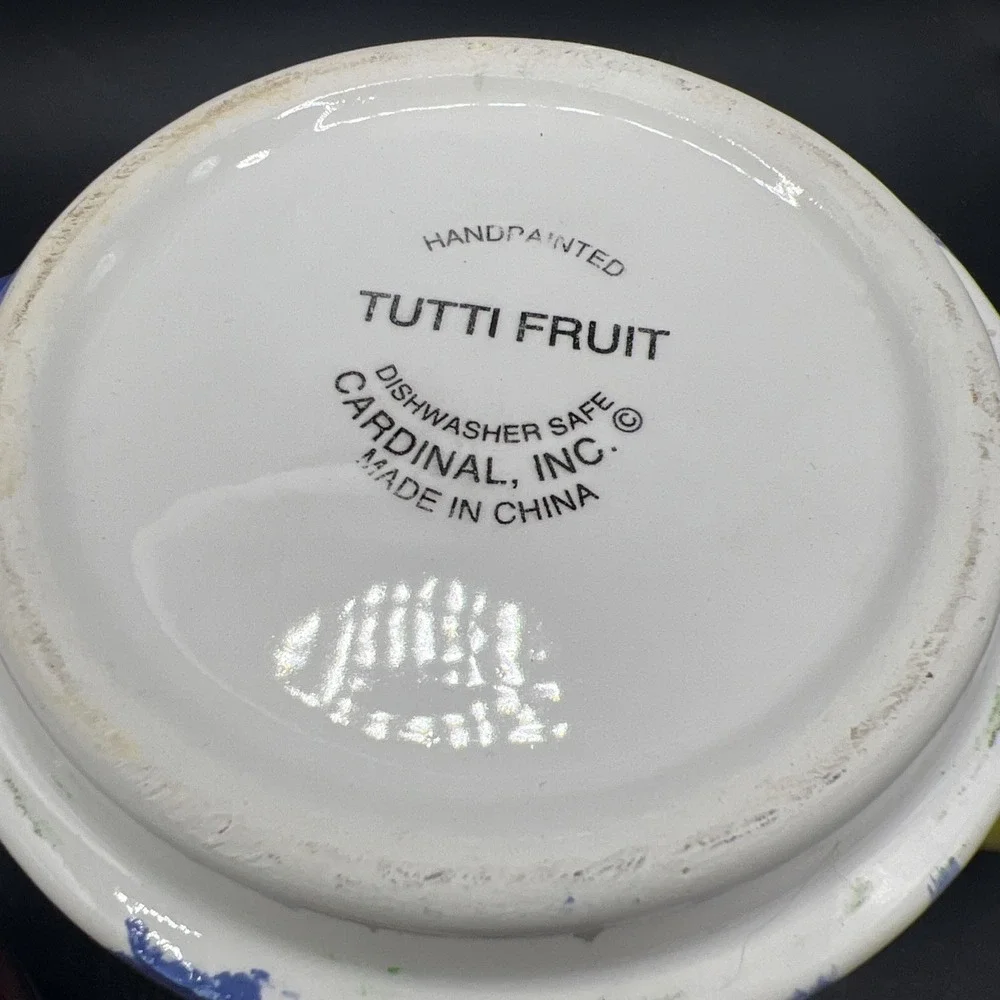 Vintage 90s Cardinal Inc Tutti Fruit‎ 3 Piece Teapot Tea For One Hand Painted